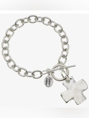 Susan Shaw 8" Cross Toggle Bracelet Triple Plated Sterling Silver NWT